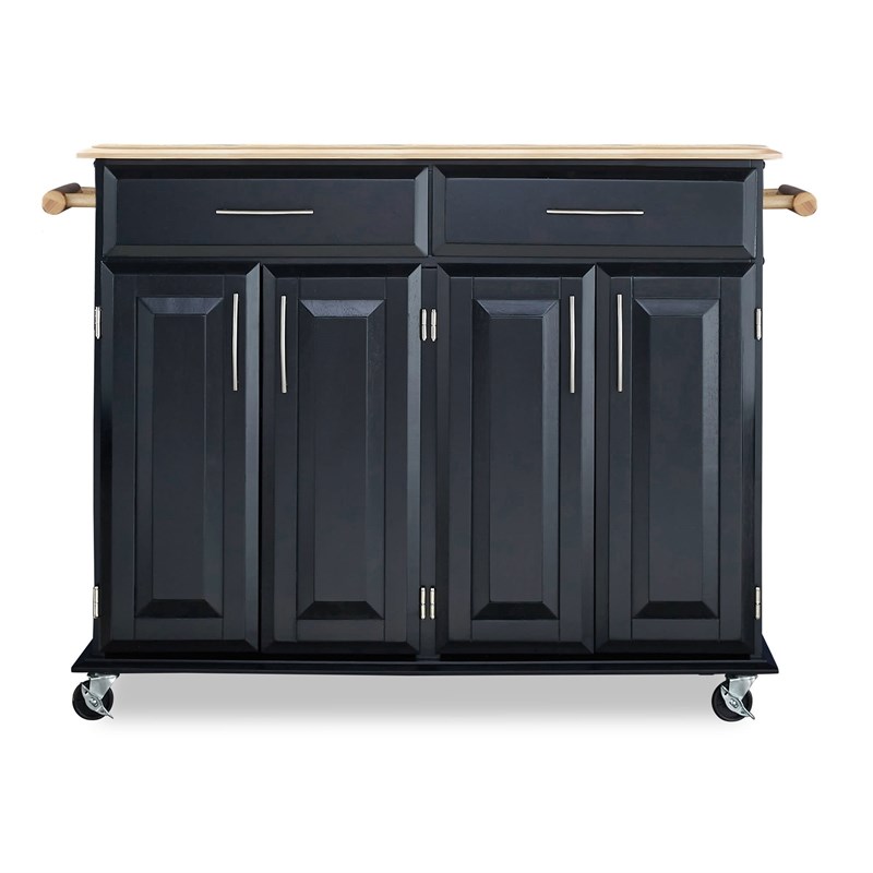 Homestyles Dolly Madison Wood Rolling Kitchen Cart in Black