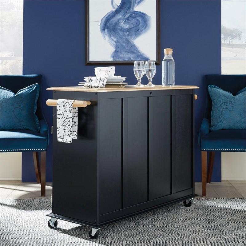 Homestyles Dolly Madison Wood Rolling Kitchen Cart in Black