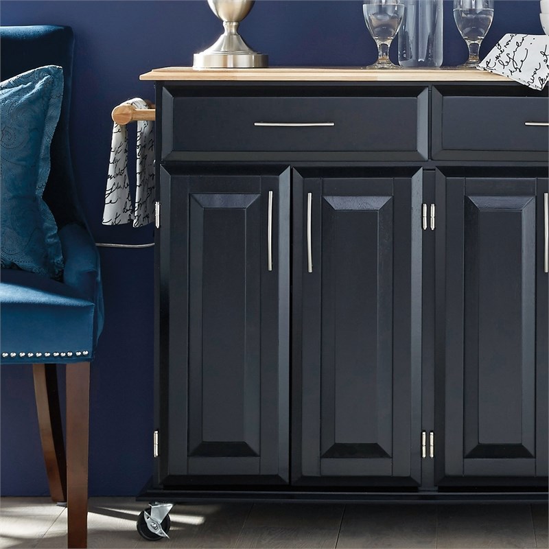 Homestyles Dolly Madison Wood Rolling Kitchen Cart in Black