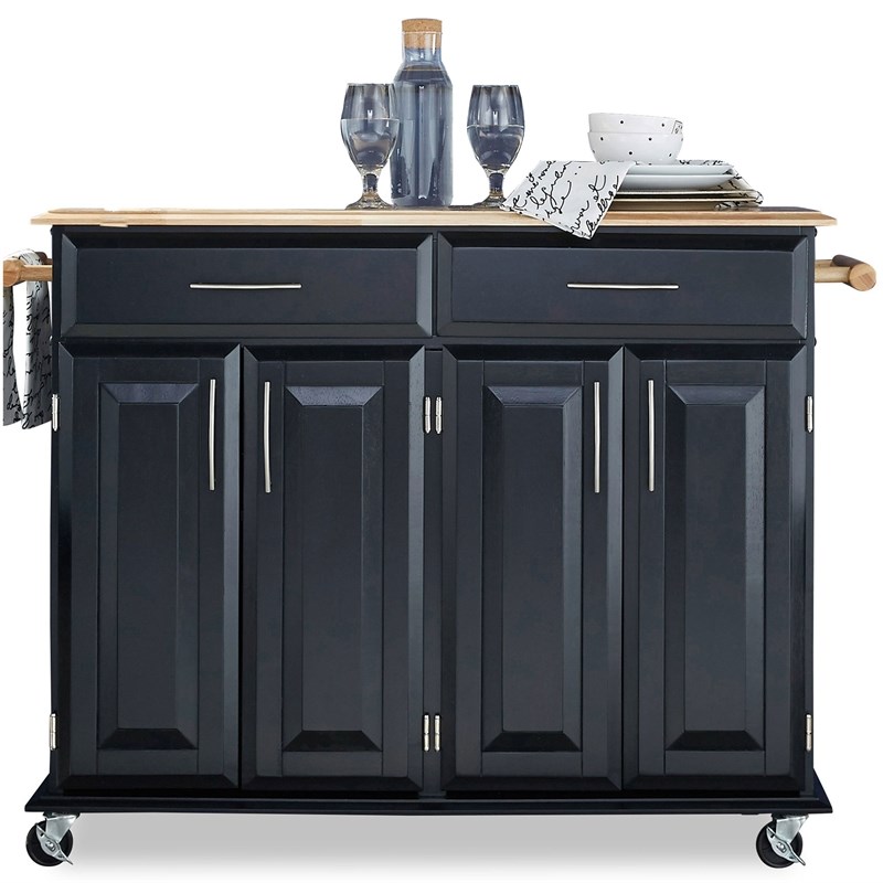 Homestyles Dolly Madison Wood Rolling Kitchen Cart in Black