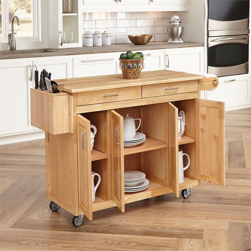 Home Styles General Line Hardwood, Natural Wood Kitchen Island Cart