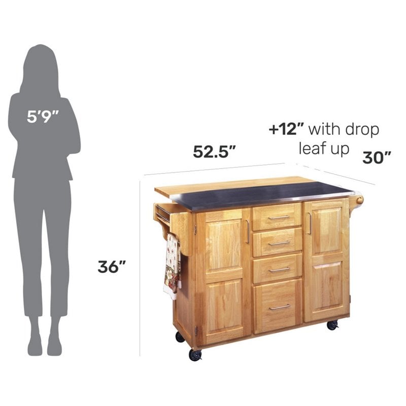 Homestyles General Line Wood Kitchen Cart in Brown