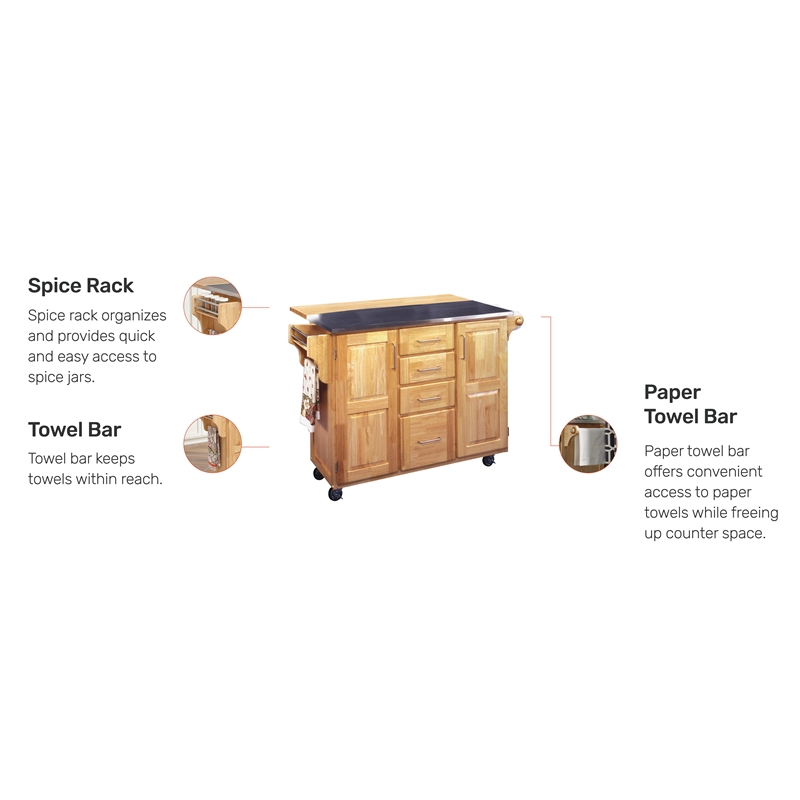 Homestyles General Line Wood Kitchen Cart in Brown
