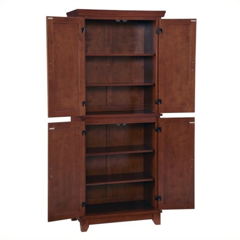 Oak Wood Finish Pantry Furniture Kitchen Storage Cabinet ...