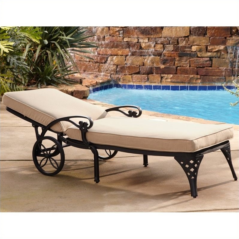 Black Chaise Lounge Chair Taupe Cushion 5554831