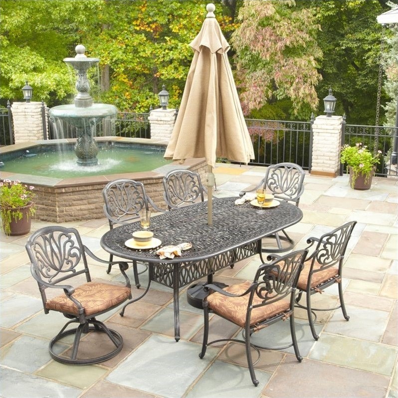 7 Piece Metal Patio Dining Set in Charcoal 55583458