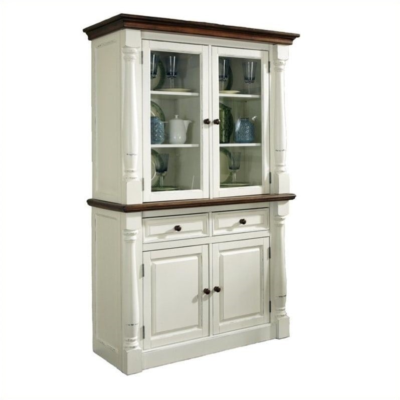 Buffet and Hutch in White and Oak Finish - 5020-617