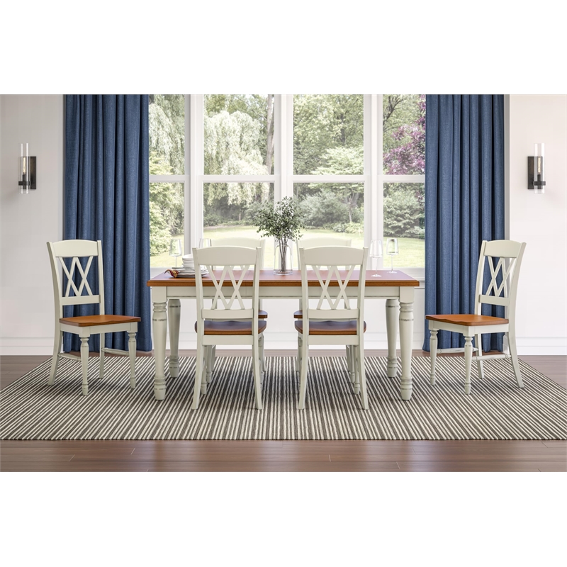 Homestyles Monarch Wood 7 Piece Dining Set in Off White