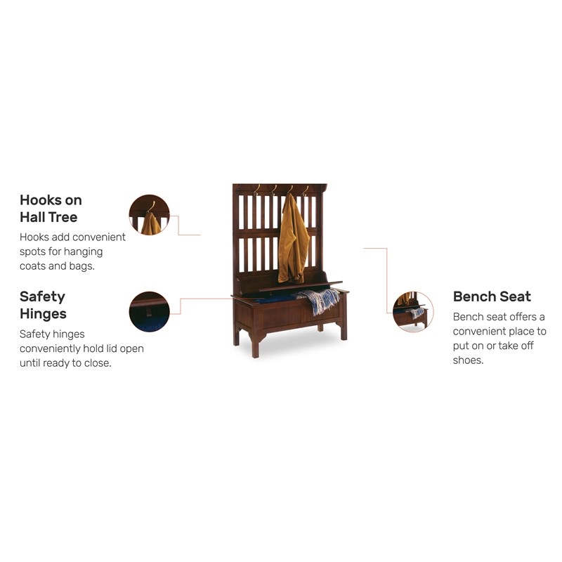 Homestyles General Line Hardwood Hall Tree with Lift-Up Storage Seat in Cherry