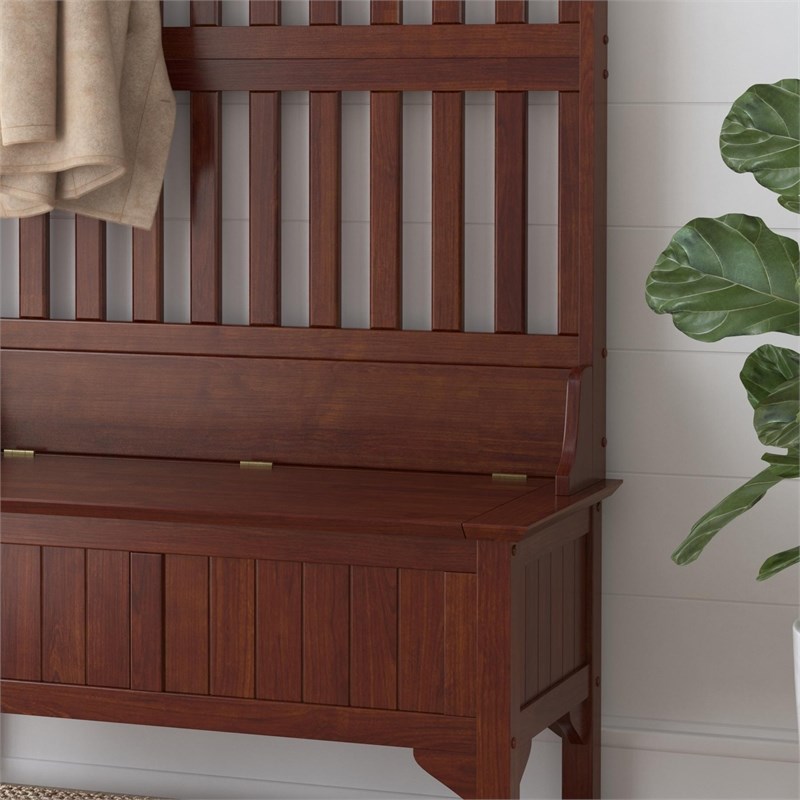 Homestyles General Line Hardwood Hall Tree with Lift-Up Storage Seat in Cherry