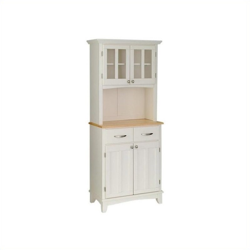 Home Styles White Wood Buffet With Natural Wood Top And 2 Door