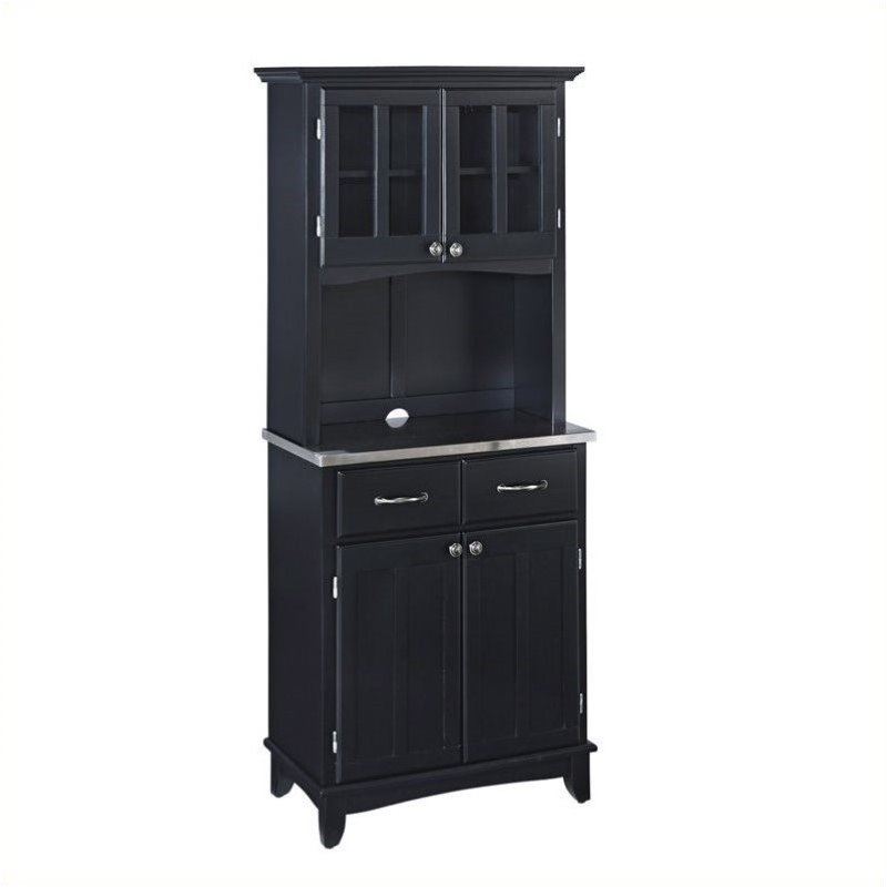 Home Styles Wood Buffet with Stainless Steel Top and 2Door Hutch in Black 5001004342