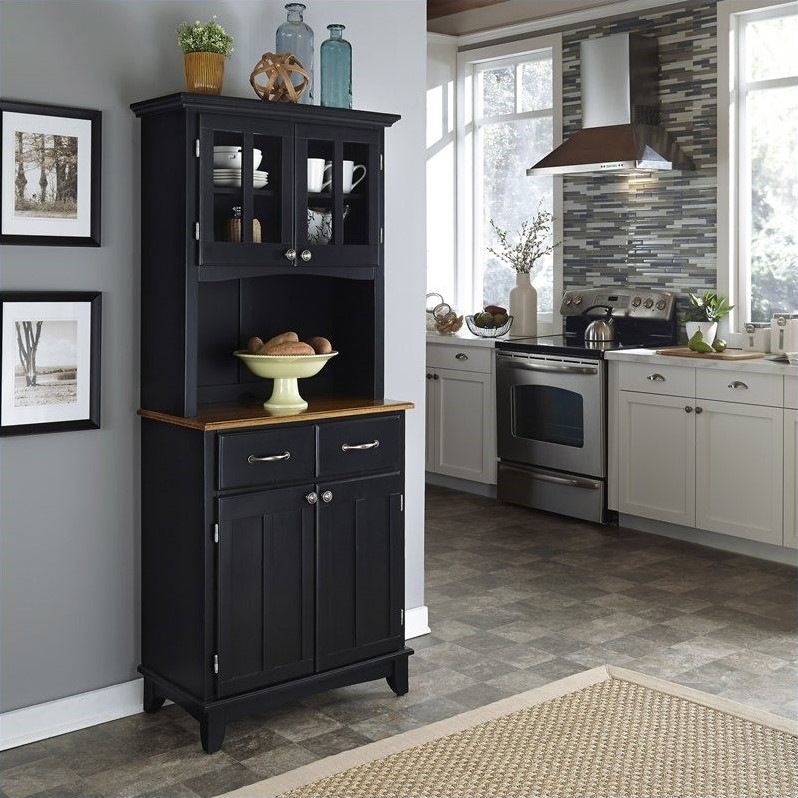 Homestyles Buffet of Buffets Wood Buffet with Hutch in Black