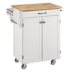 Homestyles Cuisine Cart Wood Kitchen Cart in Off White