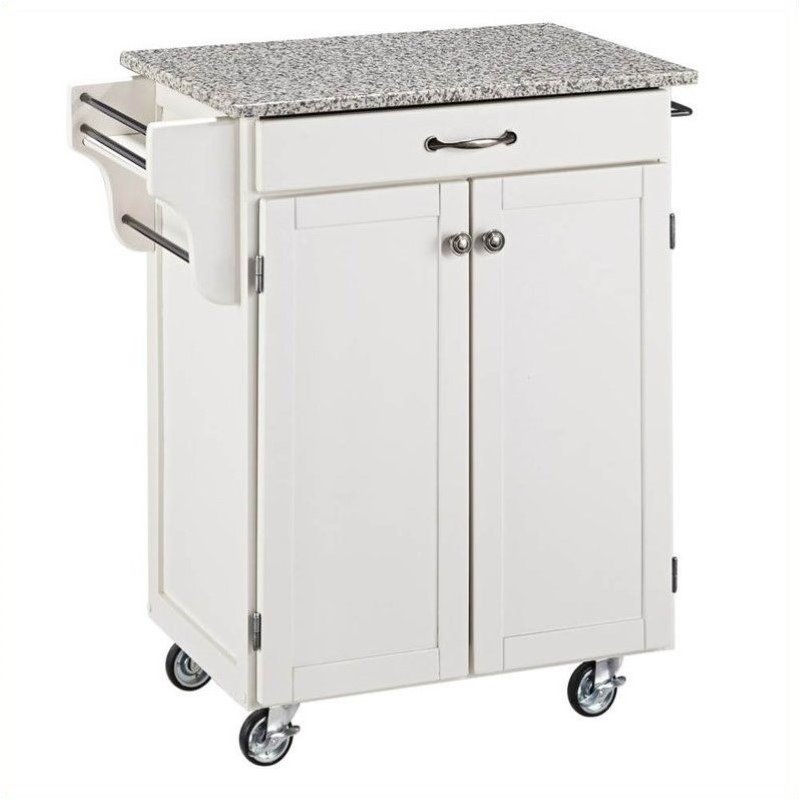 Homestyles Cuisine Kitchen Cart, Off White, Granite Top