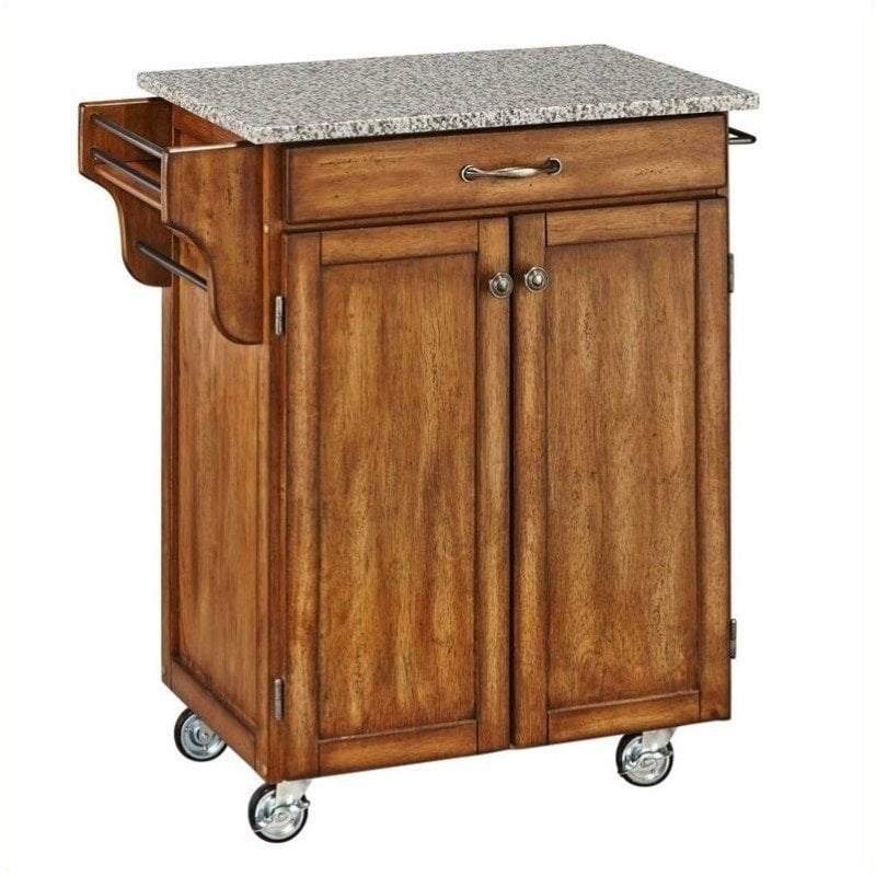 Homestyles Cottage Oak Wood Cart with Salt and Pepper Granite Top ...