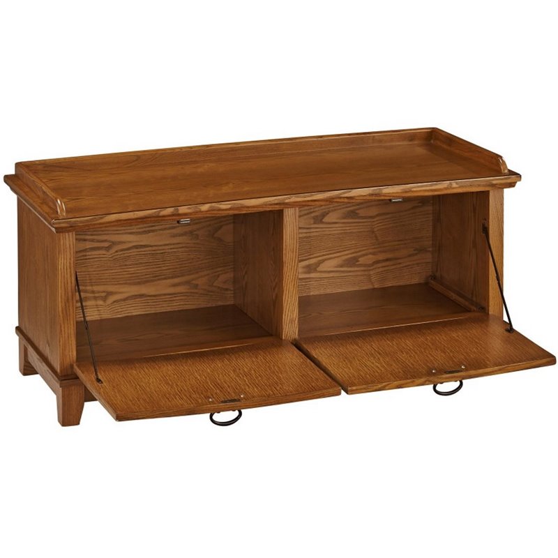 Homestyles Arts & Crafts Wood Storage Bench in Brown