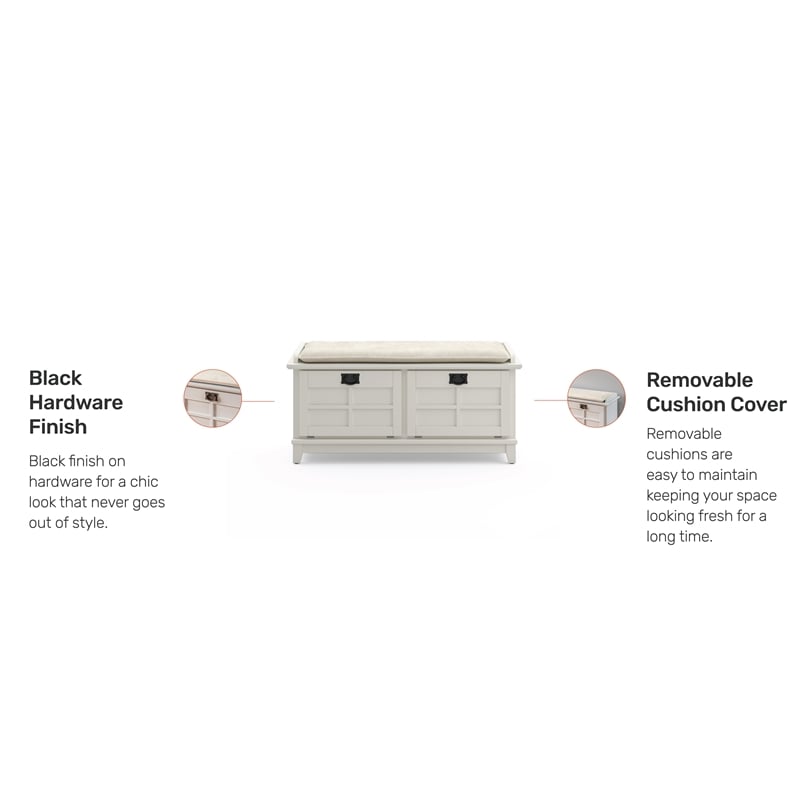 Homestyles Arts & Crafts Wood Storage Bench in Off White