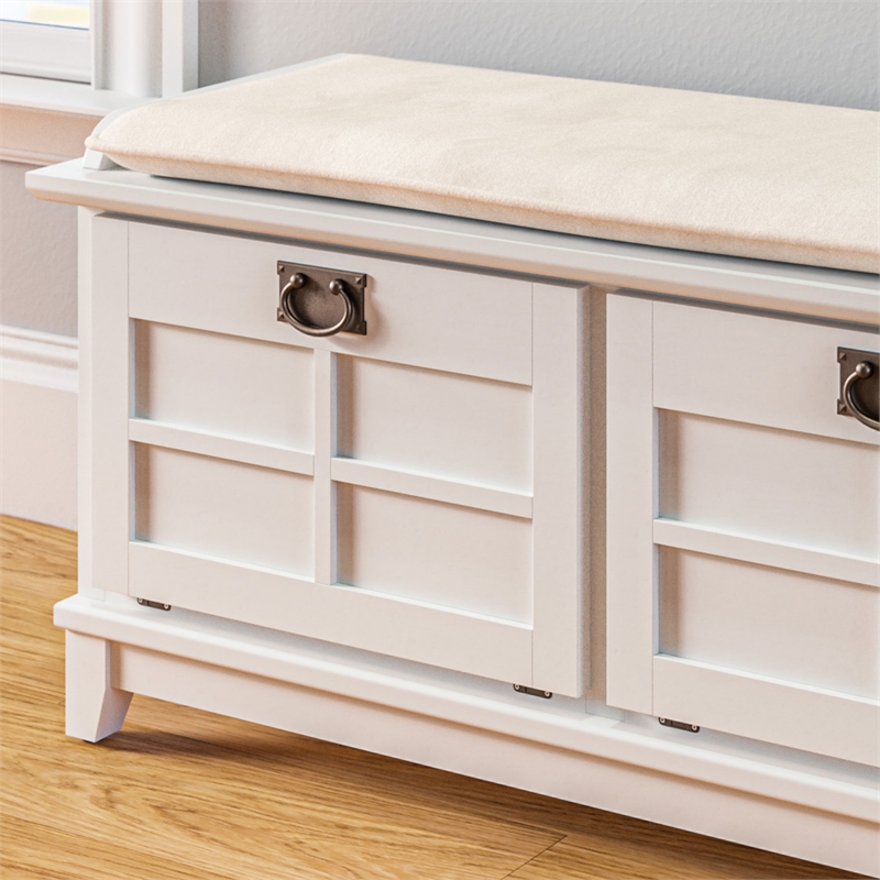 Homestyles Arts & Crafts Wood Storage Bench in Off White