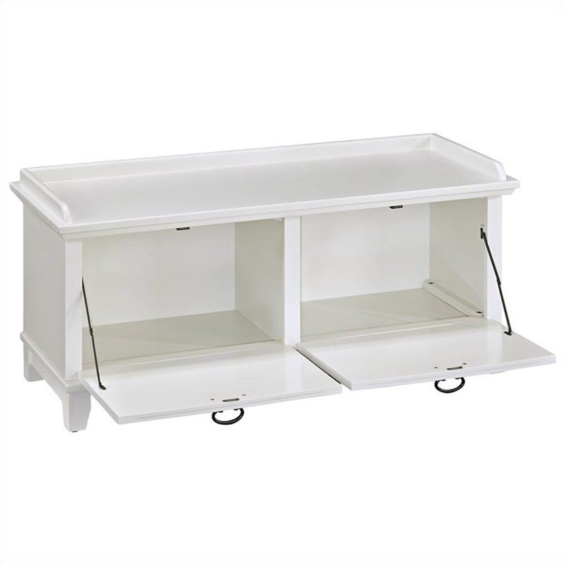 Homestyles Arts & Crafts Wood Storage Bench in Off White