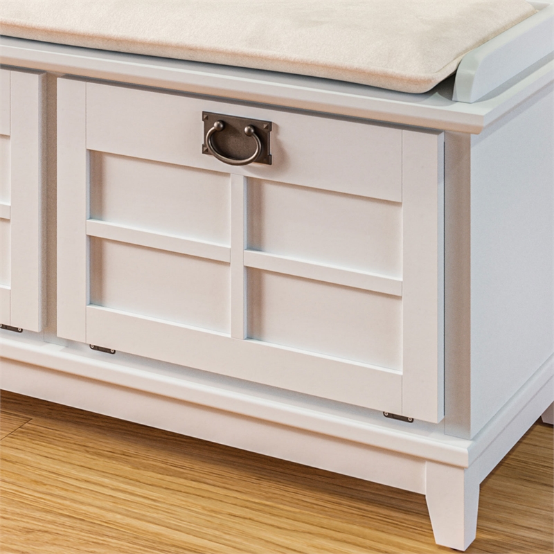Homestyles Arts & Crafts Wood Storage Bench in Off White