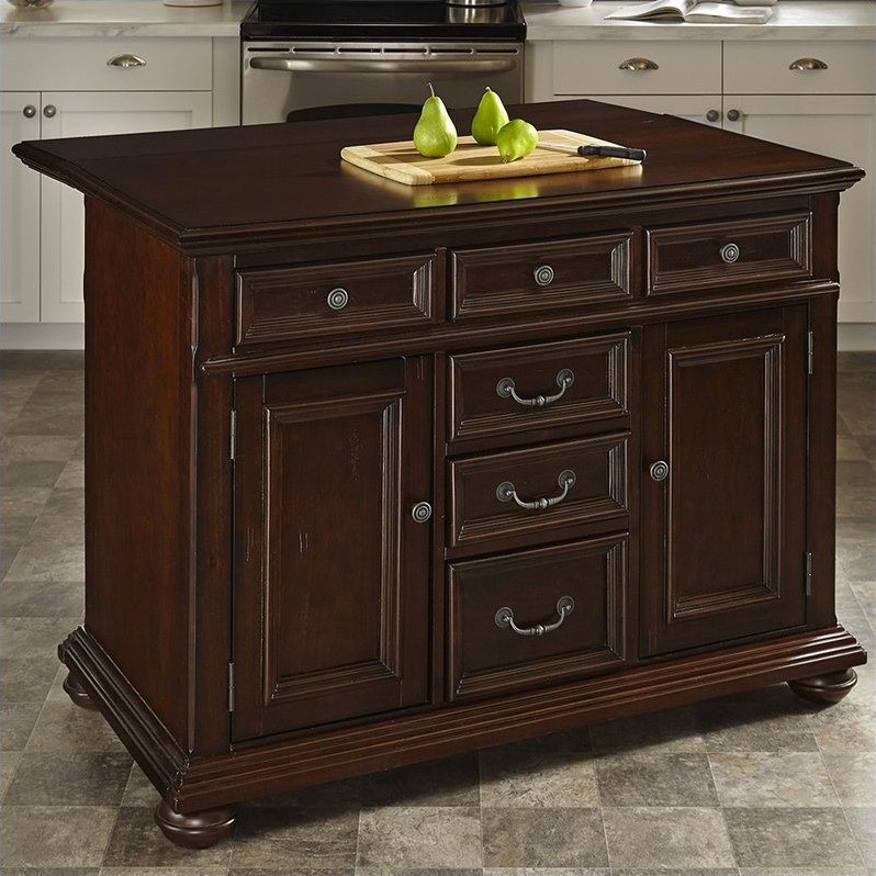 Home Styles Colonial Classic Kitchen Island with Wood Top in Dark Cherry - 5528-94