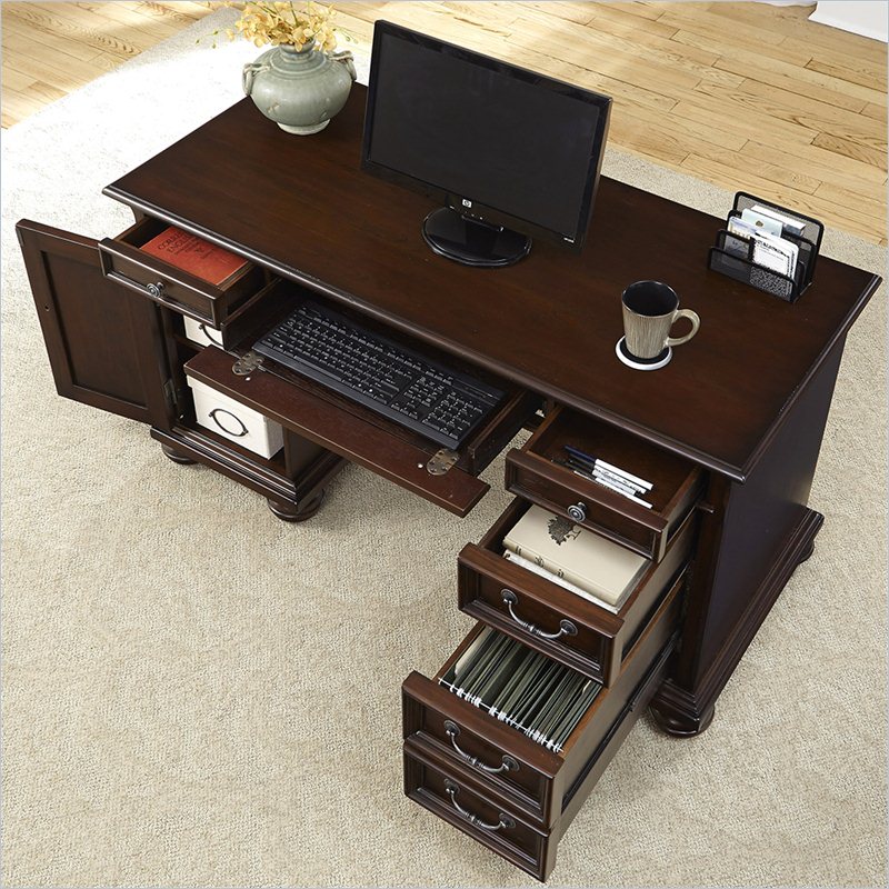 Colonial Classic Pedestal Desk in Dark Cherry 552818