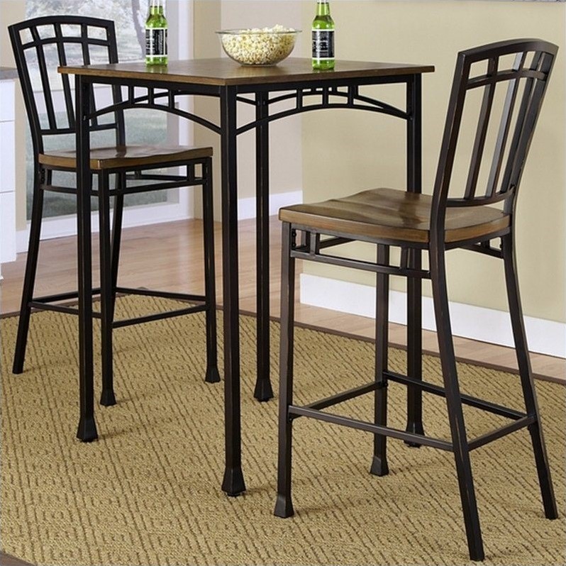 Home Styles Modern Craftsman 3 Piece Bistro Set In Oak And Brown 3 Piece Bistro Set In Oak And Brown