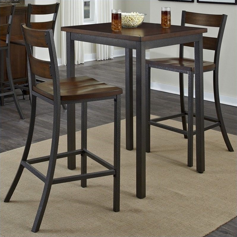 Home Styles Cabin Creek 3 Pieces Bistro Set In Multi Step Chestnut