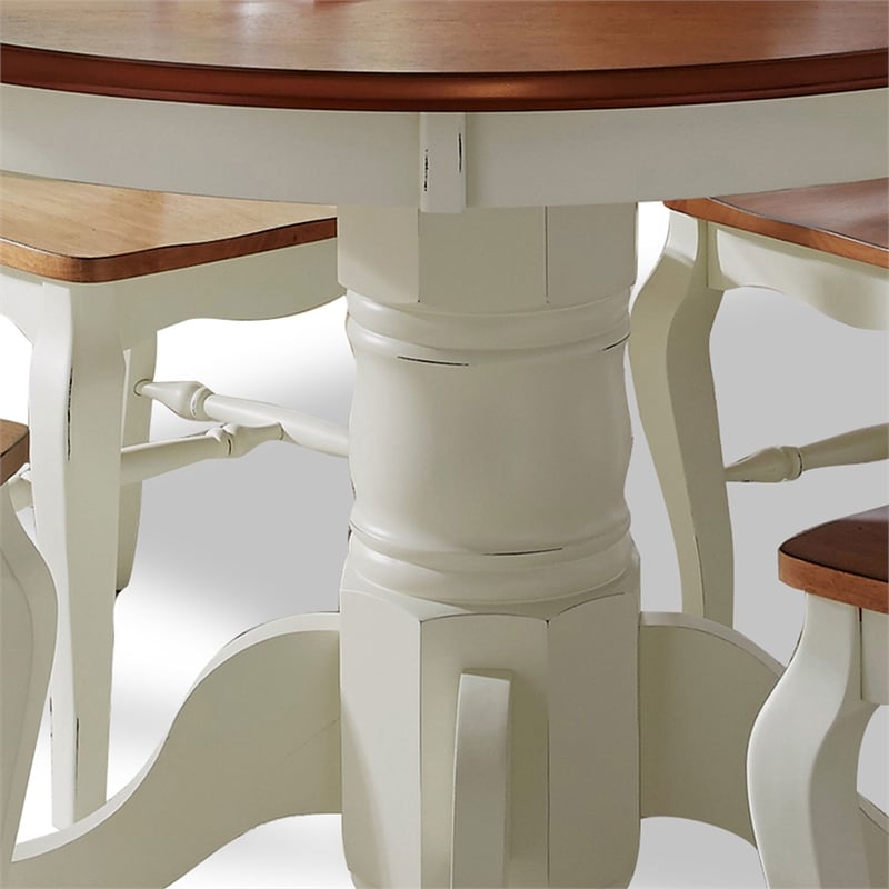 Homestyles French Countryside Wood 5 Piece Dining Set in Off White