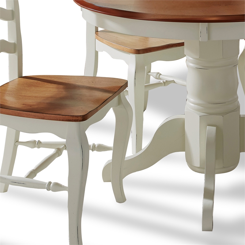Homestyles French Countryside Wood 5 Piece Dining Set in Off White