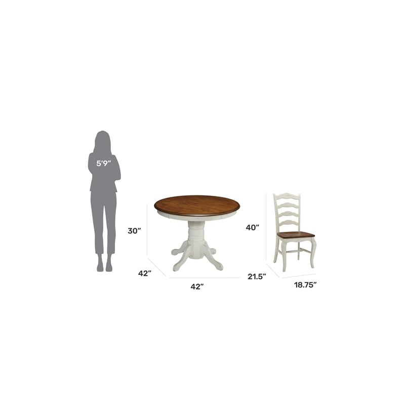 Homestyles French Countryside Wood 5 Piece Dining Set in Off White