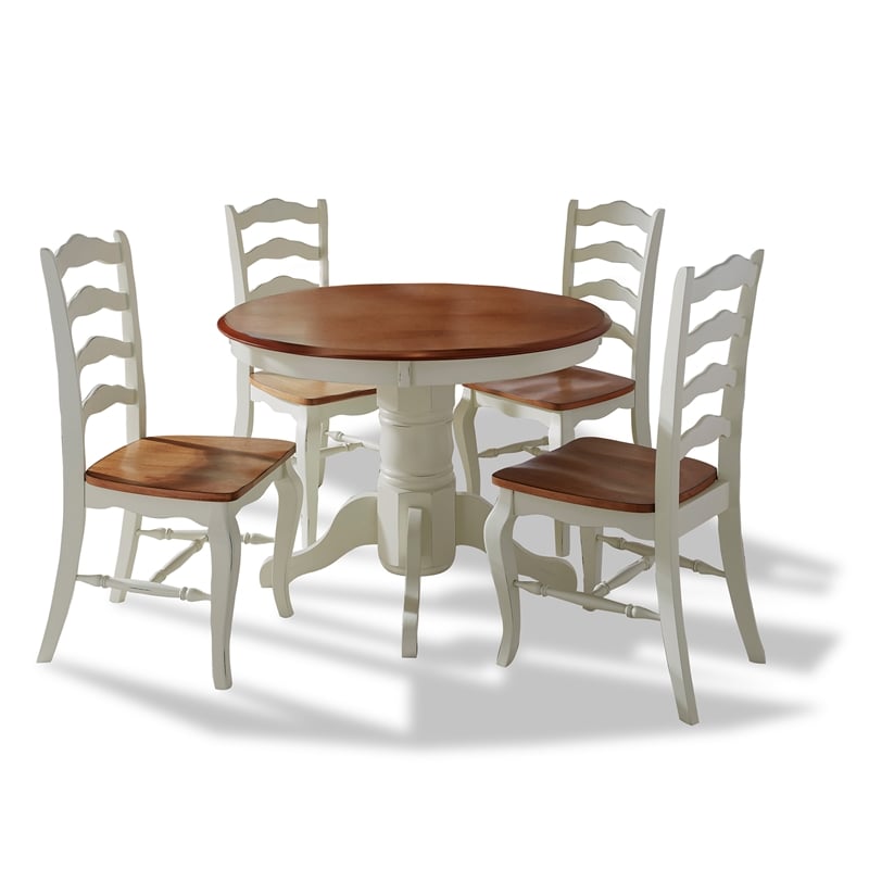 Homestyles French Countryside Wood 5 Piece Dining Set in Off White