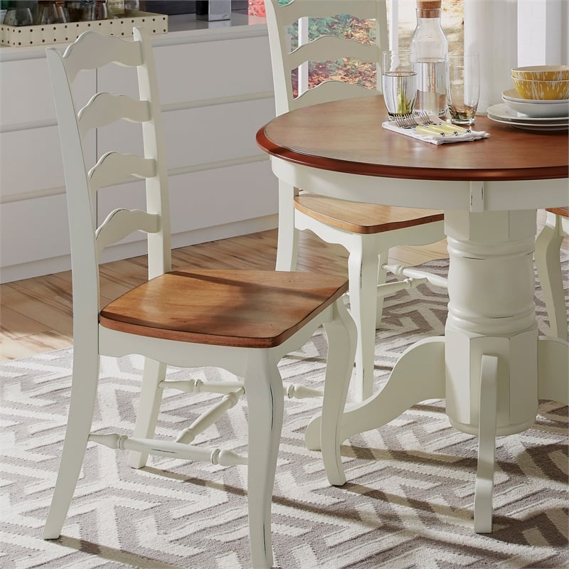 Homestyles French Countryside Wood 5 Piece Dining Set in Off White