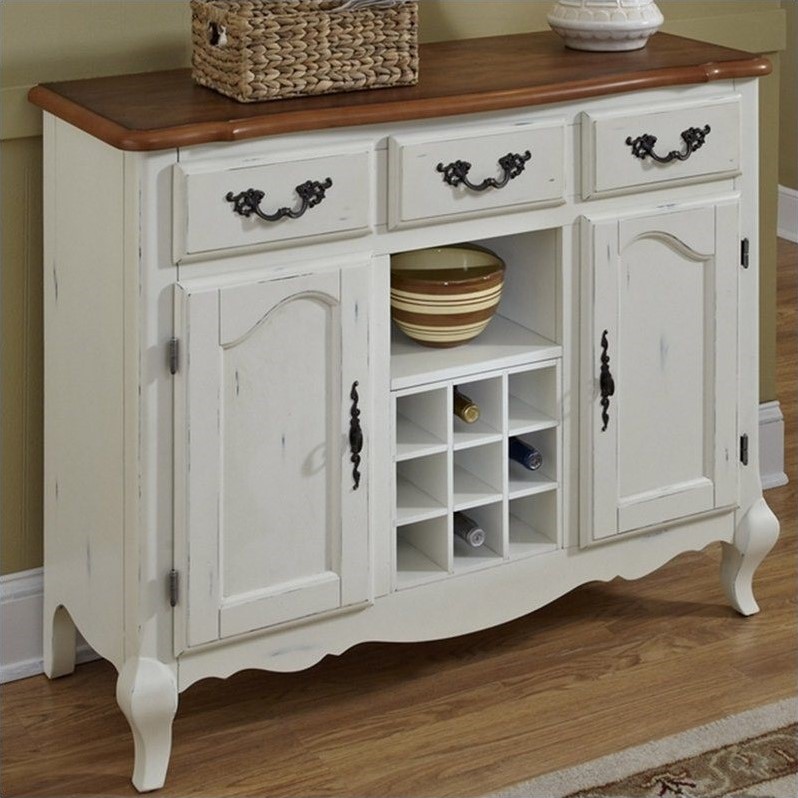 Home Styles French Countryside Buffet In Oak And Rubbed White 5518 61 9879