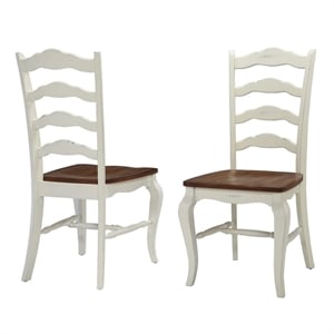 Homestyles French Countryside Dining Chair in Oak and Rubbed White (Set of 2)