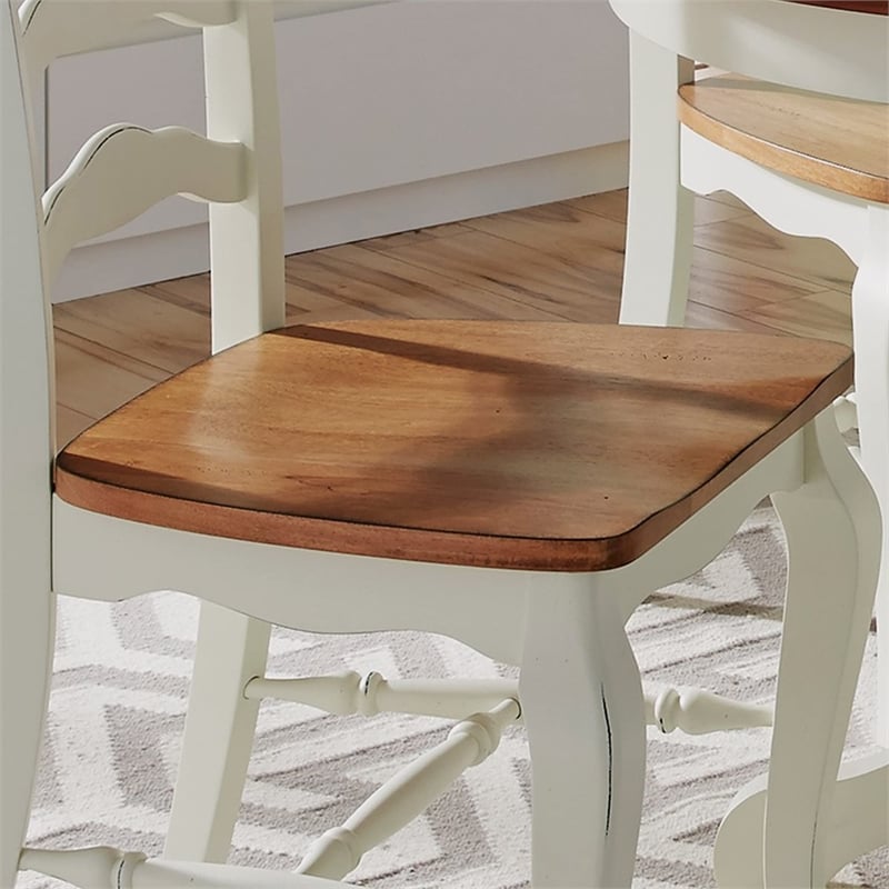 Homestyles French Countryside Dining Chair in Oak and Rubbed White (Set of 2)