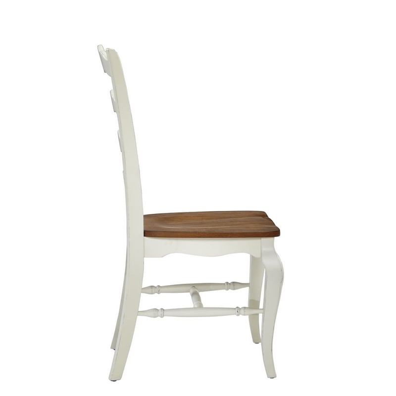 Homestyles French Countryside Dining Chair in Oak and Rubbed White (Set of 2)