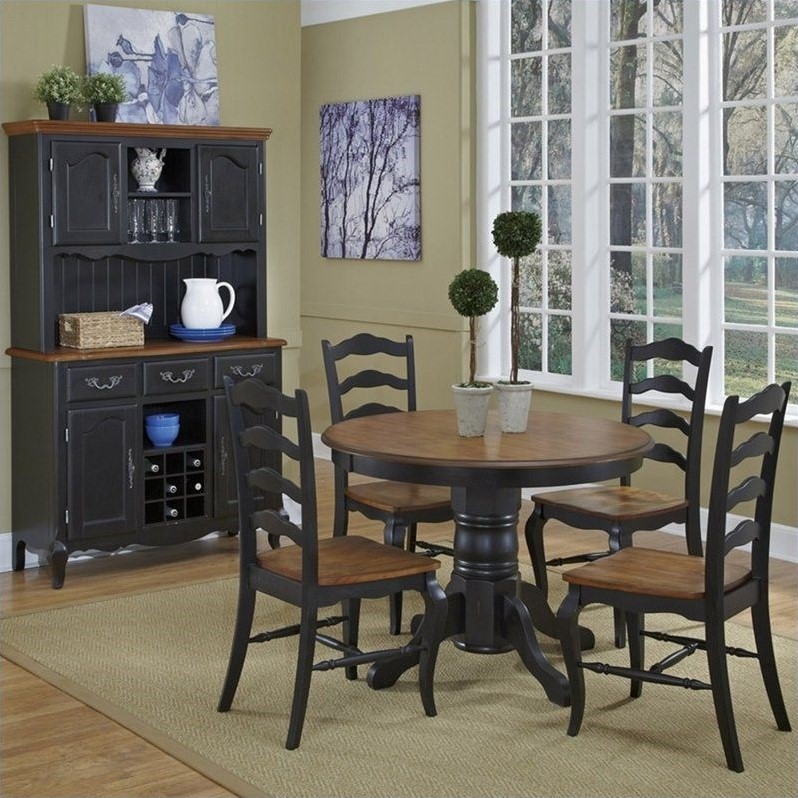 5 Pieces Dining Set In Oak And Rubbed Black 5519 308 5 Pieces Dining Set In Oak And Rubbed Black