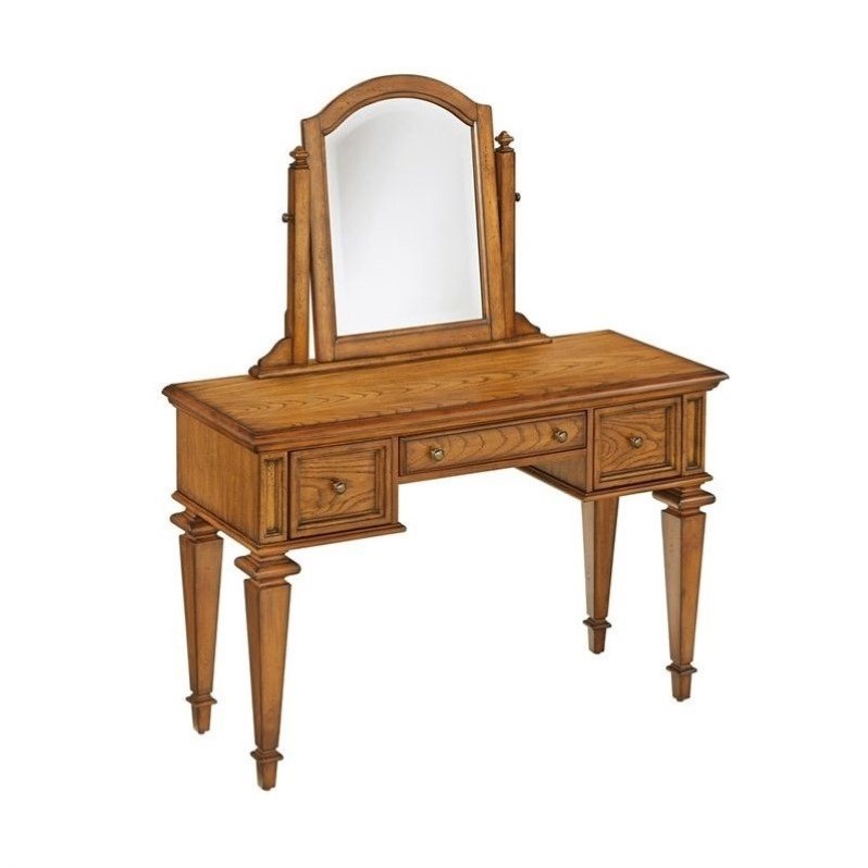 Bedroom Vanity and Mirror in Oak 500470