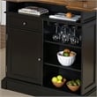 Homestyles Americana Black Wood Bar with Drawer and Wine Glass Storage