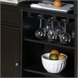 Homestyles Americana Black Wood Bar with Drawer and Wine Glass Storage