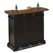 Homestyles Americana Black Wood Bar with Drawer and Wine Glass Storage