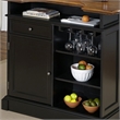 Homestyles Americana Black Wood Bar with Drawer and Wine Glass Storage