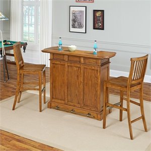Home Bar and Two Stools in Oak