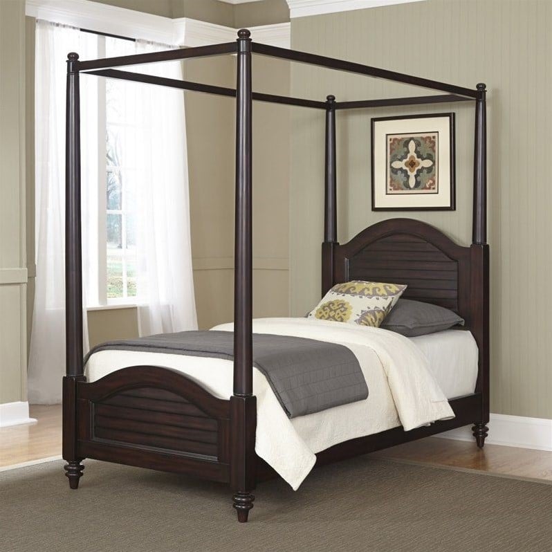 Wood Twin Canopy Bed in Espresso - 5542-410