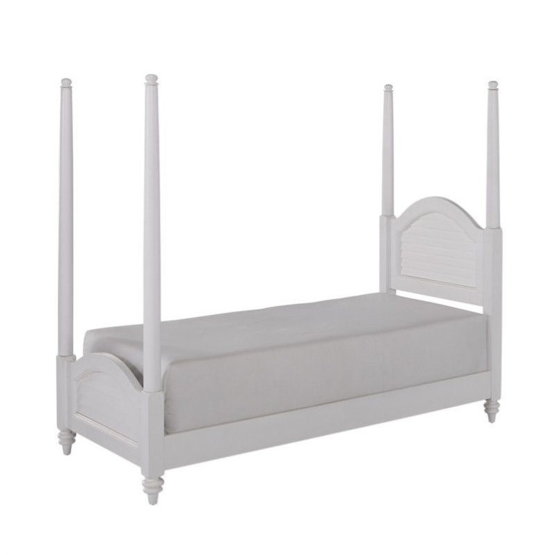 Wood Twin Poster Bed In White 5543 420 Wood Twin Poster Bed In White