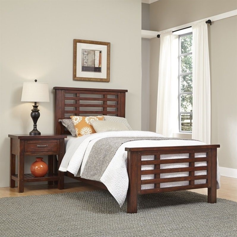 2 Piece Wood Twin Bedroom Set In Chestnut