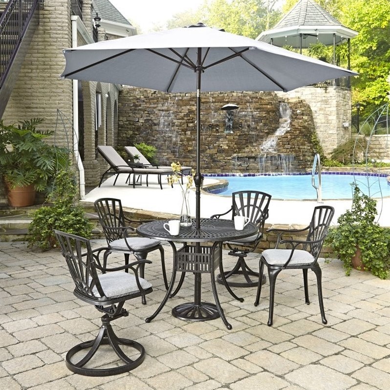 6 Piece Patio Dining Set with Umbrella in Charcoal - 5560-30586C