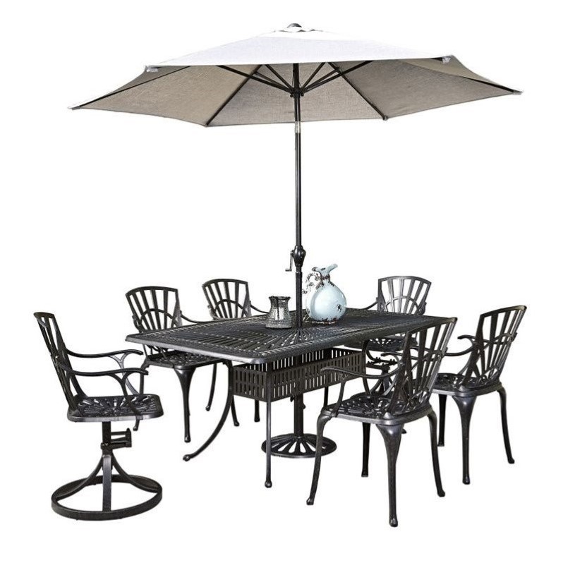 8 Piece Patio Dining Set With Umbrella In Charcoal 5560 37586 8 Piece Patio Dining Set With Umbrella In Charcoal